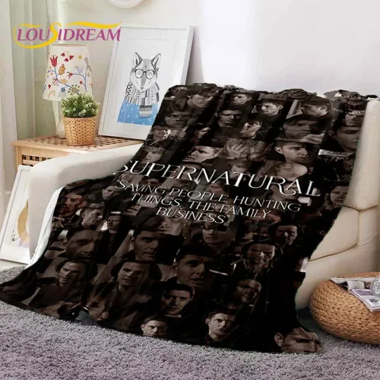SPN Latest Supernatural Dean Sam Soft Flannel Blankets,Throw Blanket Comfortable Blanket for Picnic Beds Sofa Home Bedroom Gift