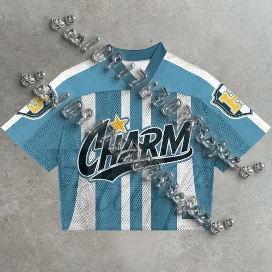 Y2K Crop Top Mesh Baseball Jersey Unisex Short Sleeve Casual Streetwear