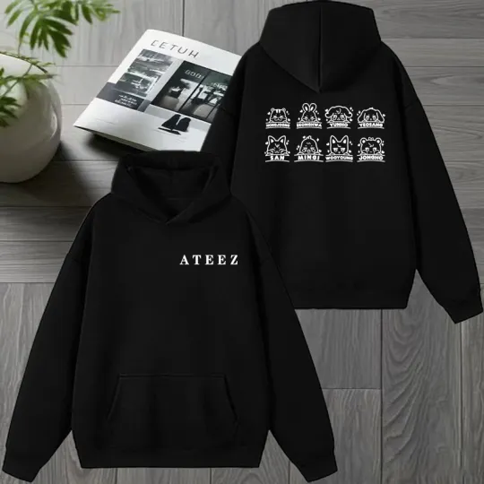 2026 Ateez Double Sided printed Winter Hoodie
