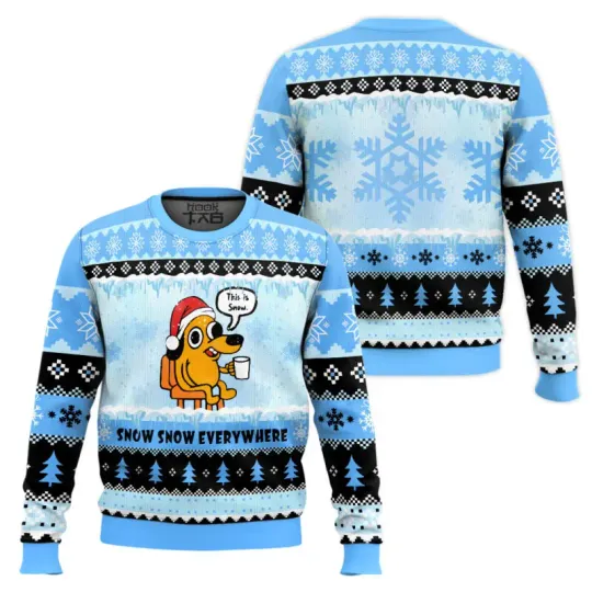 This is Fine Meme Ugly Christmas Sweater Funny Holiday Christmas Party Pullover Plus Size Jumper for Men Women Xmas Gift