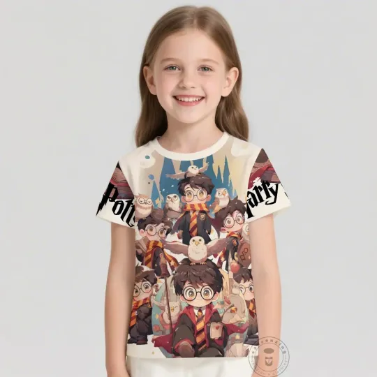 T Shirts Anime Harry Potter 3D Print Kids T Shirt Fashion Casual Cartoon Round Neck T-shirt Boy Girl Children Clothing Tees Tops