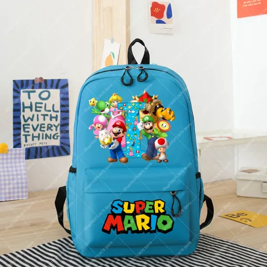 Super Mario Bros Anime Cute School Backpack for Kids Large Capacity Book Bag
