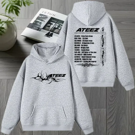 Korea Ateez Tour 2026 Double Sided printed Hoodie