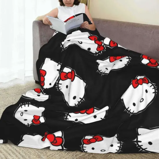 Hello Kitty Head Fleece Blanket