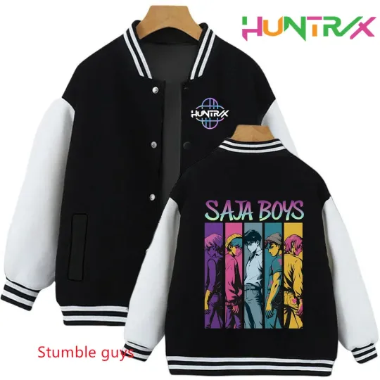 Anime Autumn Winter Kids Kpop Demon Hunters Cartoon Baseball Uniform Jacket Coat Sweatshirts Boys Girls Clothes