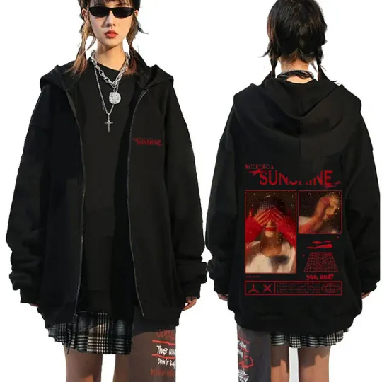 Yes and Ariana Eternal Sunshine Zipper Hoodie Men Women Fashion Oversized Zip Up Jacket Mens Fleece Cotton Zip Up Hoodies