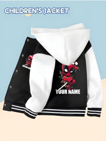 Marvel Boys Baseball Jacket - Christmas Deadpool Chi version print