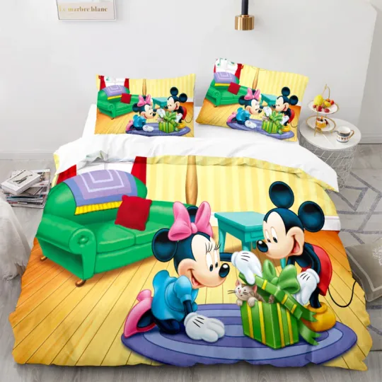 Cartoon Disney Bedding Set, Mickey Mouse Minnie Mouse Bedding Sets, Birthday Gifts
