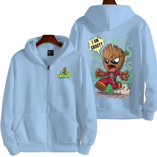 I Am Groot Men Zip Up Hoodie