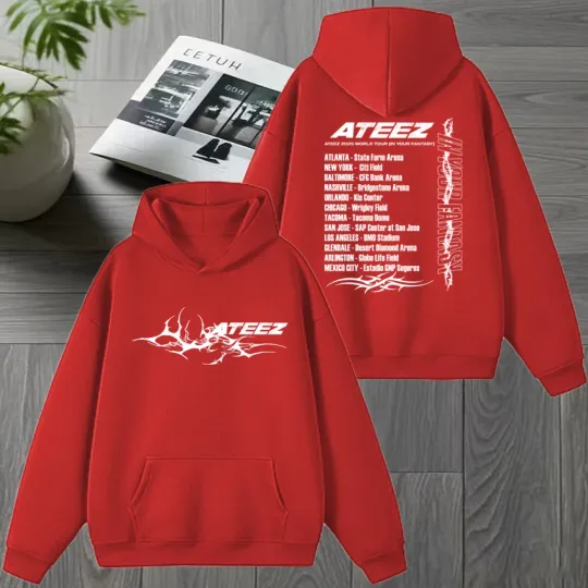 Korea Ateez Tour 2026 Double Sided printed Hoodie