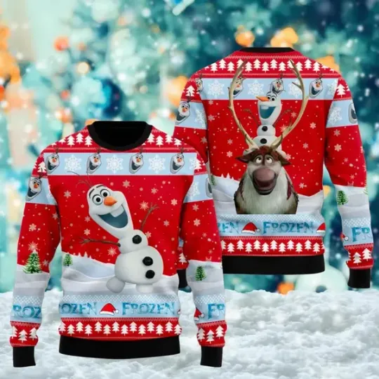 Discover Elsa Frozen Christmas Sweater Disney Princess Elsa Ugly Sweater Unisex 3D Sweater Men's Pullover Children's Sweater Casual Tops