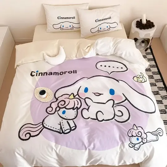 Cinnamoroll Sanrio Cartoon Bedding Set, Home Decor, Child Gift for Soft Comfortable Bedding Bedroom
