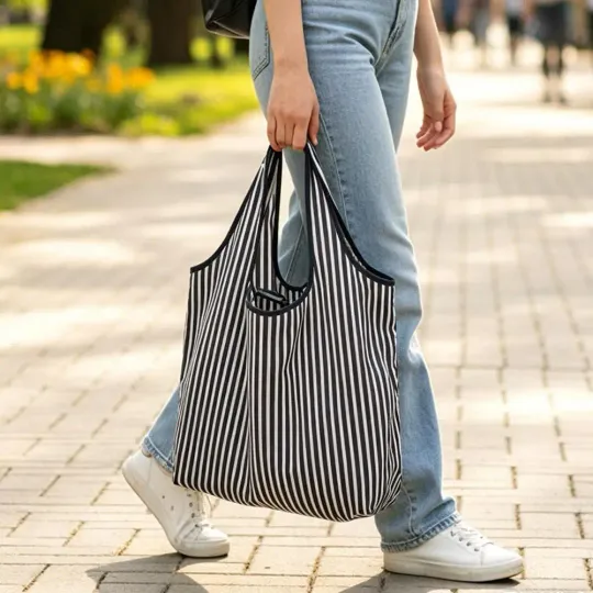 Black WS Shopping Tote Bag