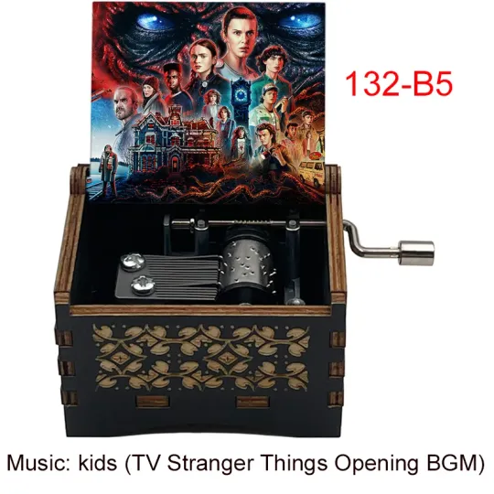 Stranger Hand Crank Music Box – Wooden Windup Music Box for Kids, Birthday, Christmas Gift