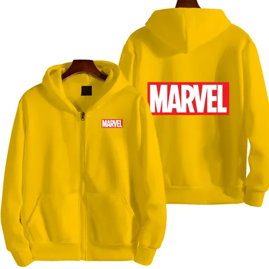 Marvel Logo Spring and Autumn New Men's Zipper Hoodie