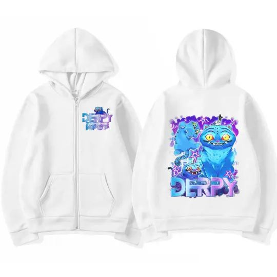 KPop Demon Hunters Derpy Tiger Graphic Zipper Hoodies