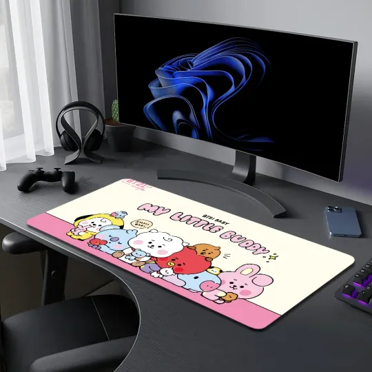 Cute Cartoon Rubber Large Desk Mat Keyboard B-BT21 PC Non-slip