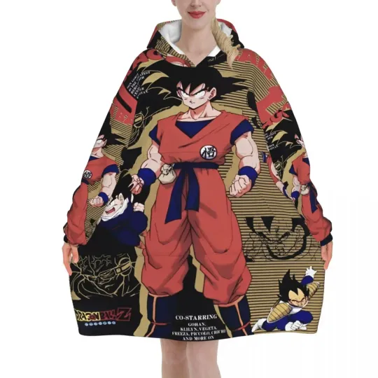 Dragon Ball DragonBall Anime Oversized Blanket Hoodie Sweatshirt Long Fleece Hooded Wearable Blanket