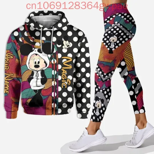 Disney Mickey 3D Hoodie Leggings Women's Set Land Yoga Pants Sweatpants Fashion Casual Leggings Track Suit