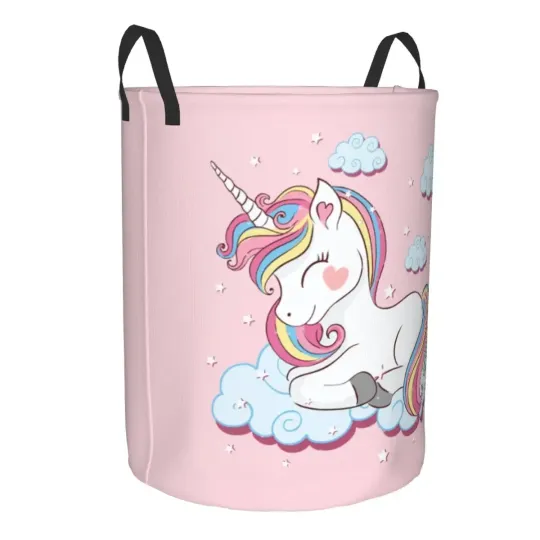 Pretty Unicorn Rainbow Cloud Laundry Basket