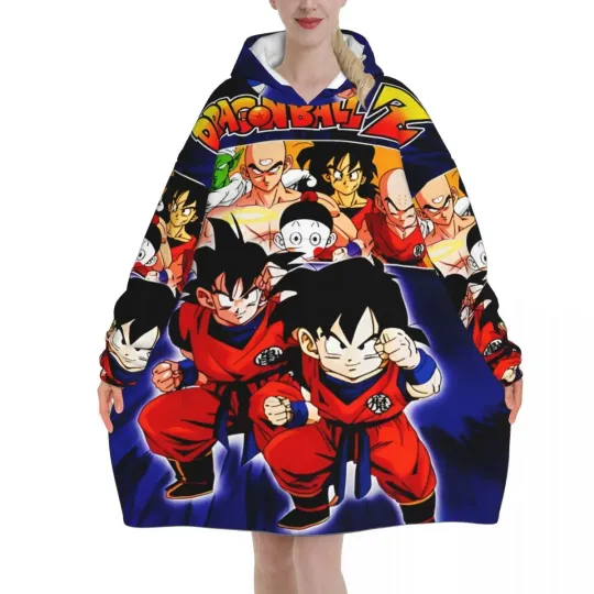 Dragon Ball DragonBall Anime Oversized Blanket Hoodie Sweatshirt Long Fleece Hooded Wearable Blanket