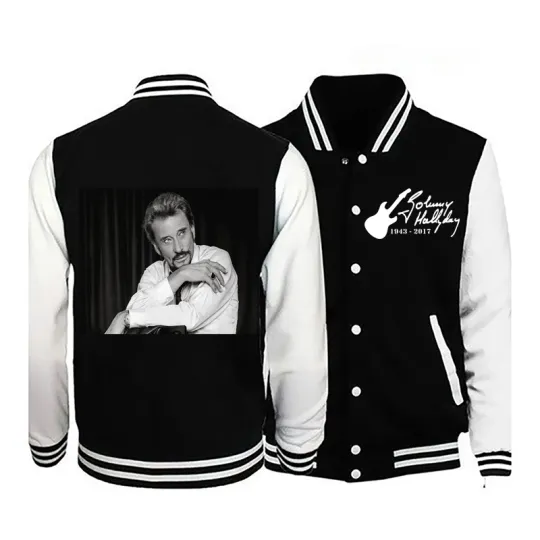 2025 Johnny Hallyday New Men's Long-Sleeved Casual Bomber Jacket Baseball Uniform Jacket