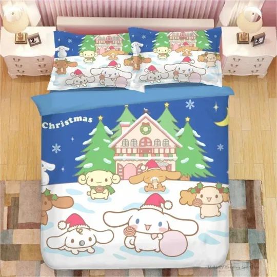 Cinnamoroll Sanrio Cartoon Bedding Set, Home Decor, Child Gift for Soft Comfortable Bedding Bedroom