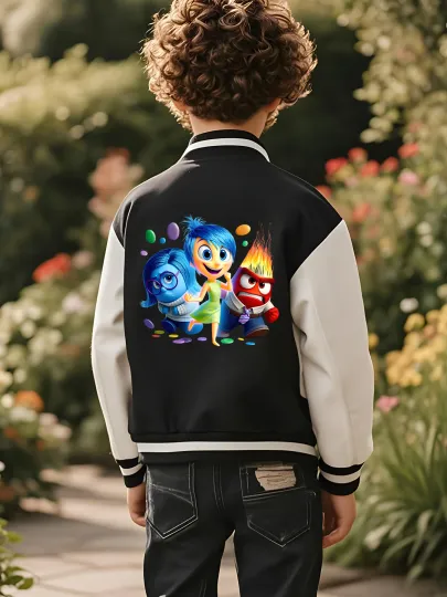 Disney Inside Out collaboration emoji kids' baseball jacket