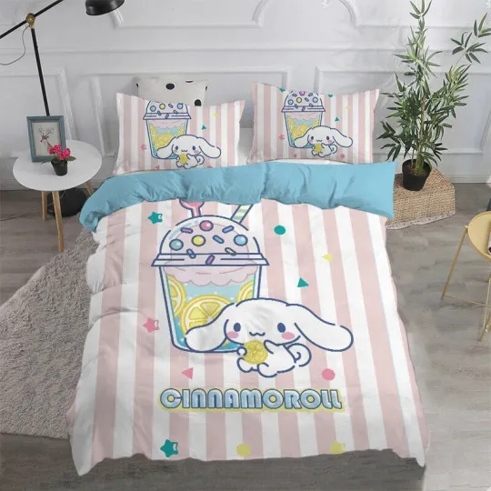 Cinnamoroll Sanrio Cartoon Bedding Set, Home Decor, Child Gift for Soft Comfortable Bedding Bedroom