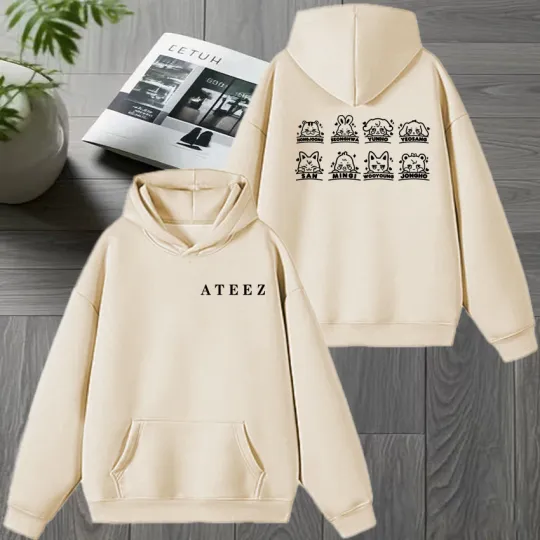 2026 Ateez Double Sided printed Winter Hoodie