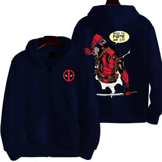 Marvel Deadpool Spring and Autumn New Men's Zipper Hoodie