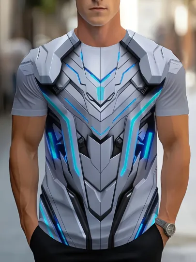 Marvel Bold Statement Tee Men 3D Armor Print T-Shirt Superhero Iron Man T shirt