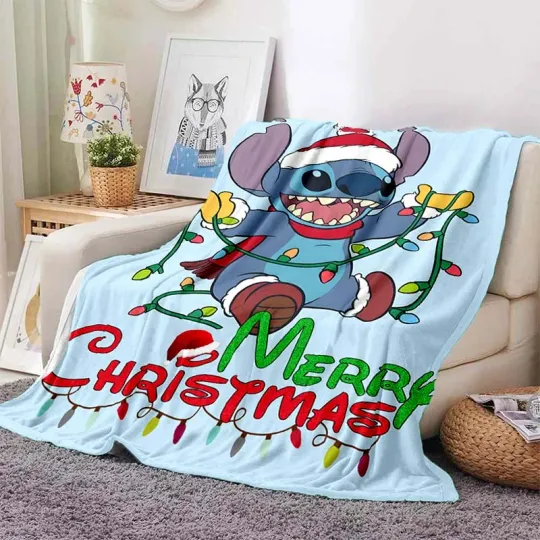 Disney Stitch Christmas Throw Blanket, Soft and Comfortable Blanket for Adults and Children, Holiday Gifts