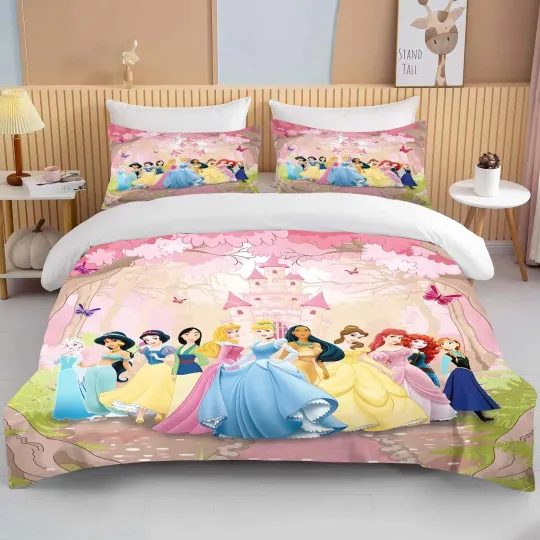 Disney Princess Printed Bedding Set, Bedroom Decor Gifts