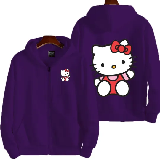 Hello Kitty Red Men Zip Up Hoodie