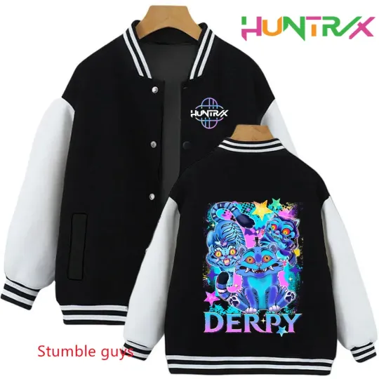 Anime Autumn Winter Kids Kpop Demon Hunters Cartoon Baseball Uniform Jacket Coat Sweatshirts Boys Girls Clothes