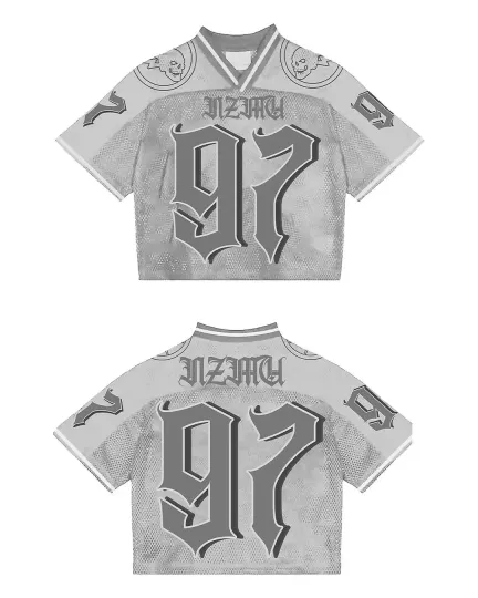 Harajuku Style Y2K English Printed Crop Top Baseball Jersey for Men