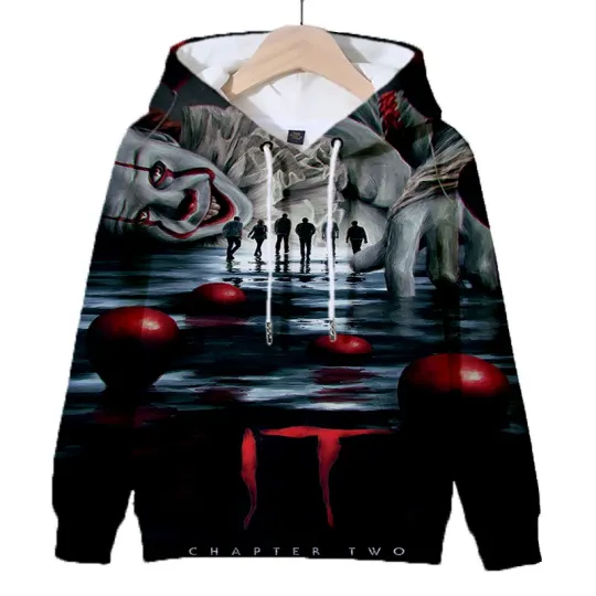 Welcome to Derry 3D Digital Print Custom Hooded Top Provided Image Can DIY Long-sleeved Polyester Adult Hat Fabric Hoodies Y2k