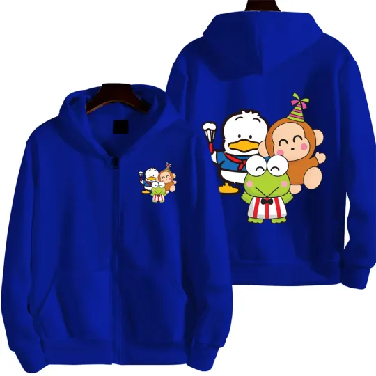 Keroppi Pochacco Men Zip Up Hoodie