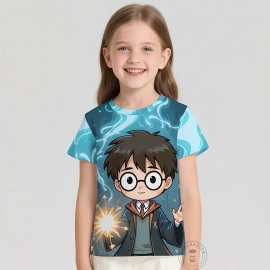 T Shirts Anime Harry Potter 3D Print Kids T Shirt Fashion Casual Cartoon Round Neck T-shirt Boy Girl Children Clothing Tees Tops