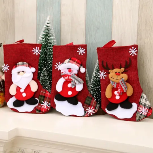 New Christmas Gift Stockings Santa Elk Fabric Gift Socks Christmas Lovely Bag for Children Fireplace Tree Christmas Decoration