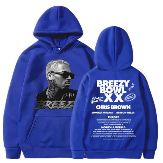 Chris Brown Breezy Bowl XX 2025 Concert Tour Hoodie Hip Hop Retro Men Women Sweatshirt Oversized Fleece Warm Pullover Streetwear