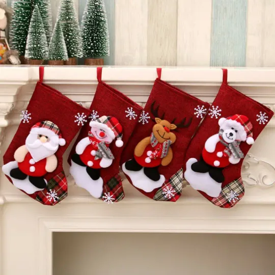 New Christmas Gift Stockings Santa Elk Fabric Gift Socks Christmas Lovely Bag for Children Fireplace Tree Christmas Decoration