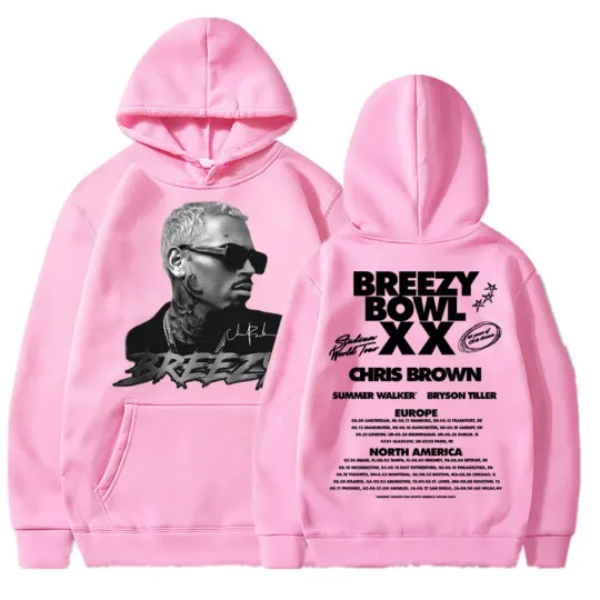 Chris Brown Breezy Bowl XX 2025 Concert Tour Hoodie Hip Hop Retro Men Women Sweatshirt Oversized Fleece Warm Pullover Streetwear