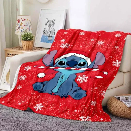 Disney Stitch Christmas Throw Blanket, Soft and Comfortable Blanket for Adults and Children, Holiday Gifts