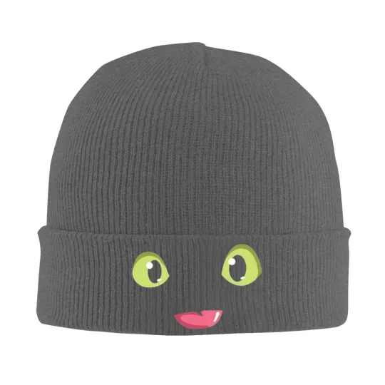 Funny Expression Face Print Knit Beanie Hat T-Toothless Hippie Head Wrap Winter Cap