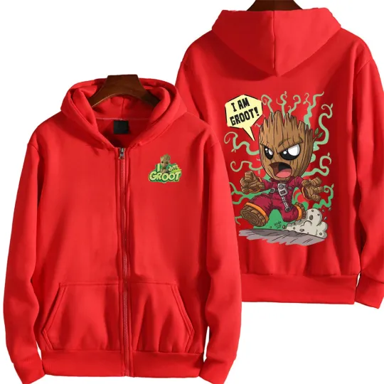 I Am Groot Men Zip Up Hoodie