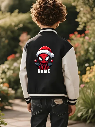 Marvel Boys Baseball Jacket - Cute Christmas Spider-Man print