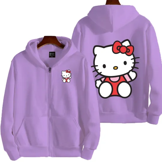 Hello Kitty Red Men Zip Up Hoodie