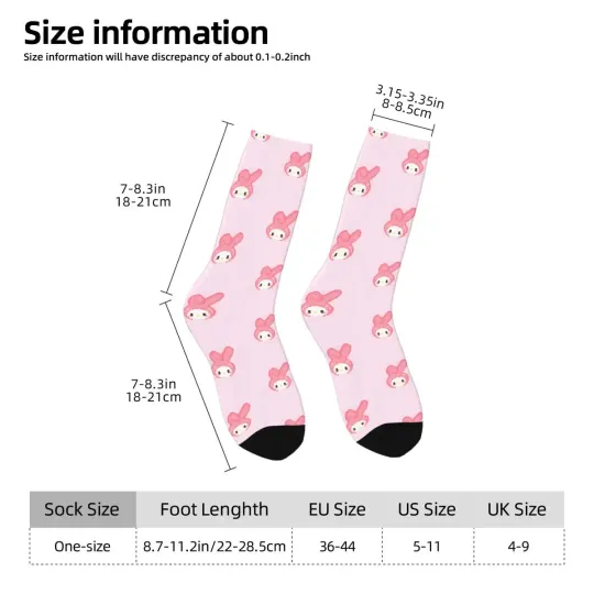 1 Pair My Melody Sock for Men Hip Hop Harajuku Sanrio Happy Quality Pattern Printed Boys Crew Sock Casual Gift